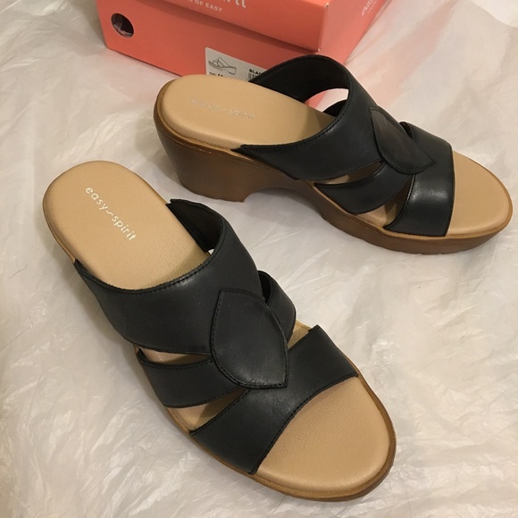 NWT Easy Spirit Leather Sandals Heels - Picture 1 of 5